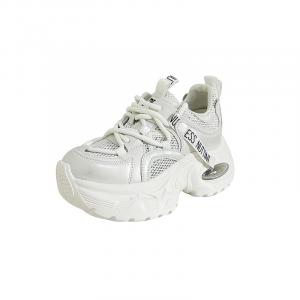 Дышащие утолщенные кроссовки на платформе для увеличения роста Low Top POOQ, Ecru