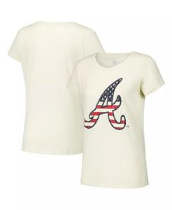 Женская кремовая футболка Atlanta Braves в винтажном стиле New Era
