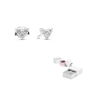 Pandora Серьги-гвоздики из 925 серебра с синтетическим фианитом, женские, silver