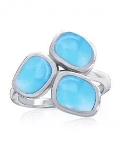 Кольцо из стерлингового серебра с несколькими ларимарами неправильной формы Caribbean Treasures, larimar