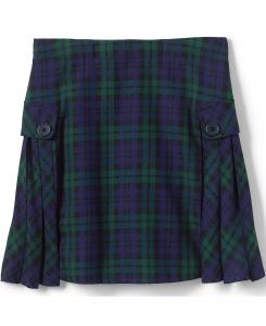 Школьная форма для девочек, детская юбка в клетку со складками по бокам выше колена Lands' End