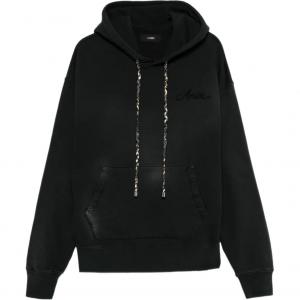 Толстовка с капюшоном на шнуровке и вышитым логотипом Amiri, черный