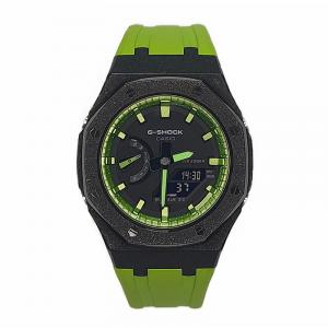 CASIO Часы Men Liquid Crystal/Analog Dual Display Series 44mm Black Watch, Frost Black Green
