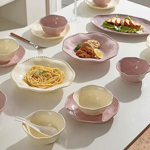Modengzhufu Набор тарелок и мисок, кремовый, керамика, 8 предметов, глубокая тарелка 23 см, молочно-белый