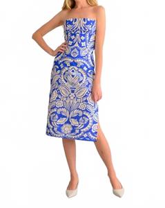 Платье Soraya без бретелек в сочетании синего и цвета слоновой кости Lavender Brown, Blue/Ivory Combo