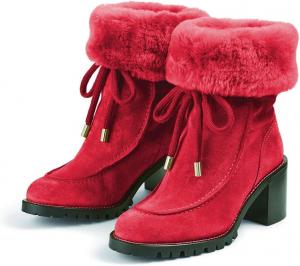 Женские ботинки YDN, пушистые, из искусственного меха, теплые, зимние, с отворотом до щиколотки, с круглым носком, шнуровкой спереди, на среднем массивном каблуке, повседневные и официальные, для зимы, улицы и дома, размер 4-15 US, Red