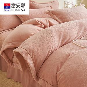 FUANNA Комплект постельного белья на кровать 1,8 м [4 предмета], подходит для одеяла 200x230 см, Fanhua-Yuse, утолщенный молочный вельвет, повышенная теплота
