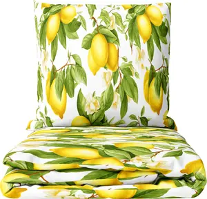 Комплект постельного белья Cotton Renforce, 2 предмета, 135 x 200 см, мотив Средиземноморский лимон, цвет: белый, желтый, зеленый leonado vicenti