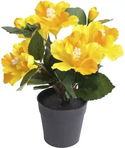 Искусственный цветок Botanic-Haus "Гибискус в горшке" Ø/20х27 см, цвет gelb