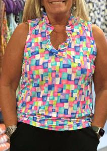 Ярко-розовый топ с V-образным вырезом и рюшами без рукавов Lulu-B