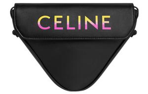 CELINE Гладкая кожаная треугольная сумка через плечо мужская multicolor black