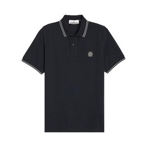 Поло Stone Island Compass Patch Logo Contrast Stripe Polo, Navy Blue
