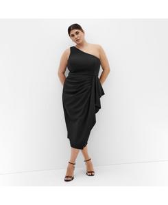 Платье Priyanka на одно плечо больших размеров CITY CHIC, Black