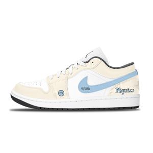 Jordan Кроссовки Air 1 Beige Blue Fun Abrasion Resistant низкие винтажные баскетбольные unisex бежевые