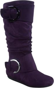 Женские повседневные сапоги TZ Zone-38 с закрытым носком, плоским каблуком, пряжкой и средней высотой голенища Toozon, Purple