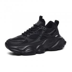 Нескользящие, износостойкие, дышащие низкие кроссовки на массивной подошве для мужчин Kuding, Black