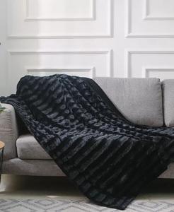 Двусторонний большой плед из сверхмягкого искусственного меха в микроплюш, 86 x 86 дюймов Cheer Collection, черный