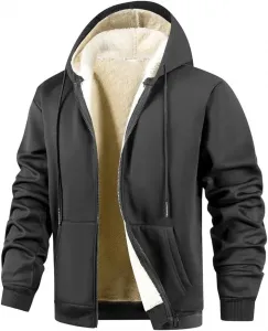 Мужская зимняя толстая флисовая худи на молнии