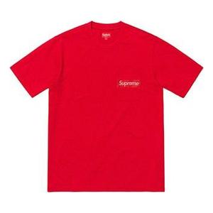 Футболка ss19 mesh stripe pocket tee red short sleeve Supreme, красный