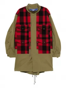 Пальто в клетку Junya Watanabe Man, зеленый
