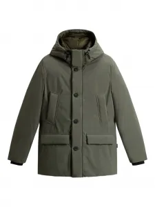 Пуховик на пуговицах с капюшоном WOOLRICH, зеленый