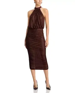 Блестящее платье с открытой спиной - эксклюзив Aqua, коричневый