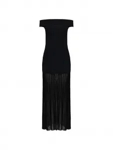 Платье с открытыми плечами и плиссировкой Michael Michael Kors, черный