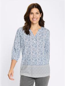 Рубашка с рукавами 3/4 в дымчато-синем и экрю-цветовом принте Sieh an!