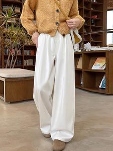 Теплые широкие брюки на флисовой подкладке для женщин Doux Belle, цвет Off White