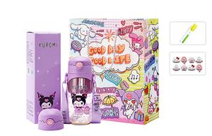 Пластиковые стаканы для воды Sanrio, Kuromi (Includes Cleaning Tools + Hello Kitty Sticker + Gift Bag)