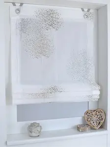 Римская штора Bellinda / люверсная штора, не требует сверления | белый, серо-коричневый - 100x140 Kutti