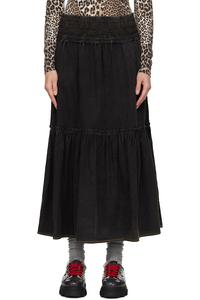 Выстиранная макси-юбка-рубашка Ganni, черный