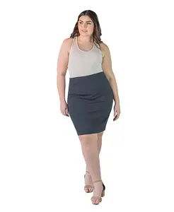 Юбка-карандаш большого размера с эластичной резинкой на талии длиной до колена 24seven Comfort Apparel, серый