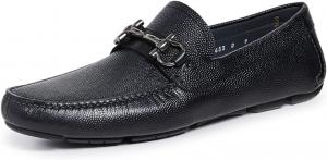 Мокасины Ferragamo Parigi D(Средний) Gancini черные из зернистой кожи (Salvatore)