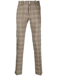 Зауженные брюки из смесовой шертси в клетку JACOB COHEN, коричневый