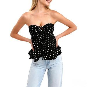 Женский топ-бюстье с цветочным принтом, передней завязкой и открытой спиной Clearflower, Black