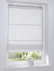 Римская штора, люверсная, полосатая, Verlock, непрозрачная, белая, ширина 120 x высота 140 см