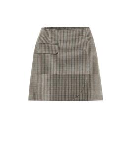 Мини-юбка из натуральной шерсти с узором гусиная лапка Vetements, Brown Check