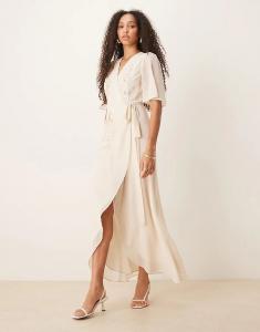 Платье-халат макси Hope & Ivy цвета слоновой кости с декором