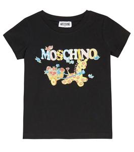 Футболка из смесового хлопка с логотипом Moschino, черный
