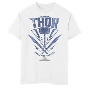 Футболка с рисунком «Молот-щит» для мальчиков 8–20 лет «Marvel Thor Ragnarok Asgardian Warrior Hammer Shield» Marvel, белый