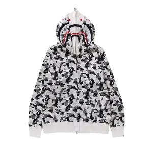 Худи BAPE ABC Camo Double Shark Full Zip 'Grey', серый