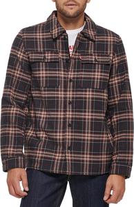 Мужская клетчатая куртка-рубашка Levi's с капюшоном и подкладкой из шерпы (стандартные размеры, большие и высокие), New Brown/Tan Plaid