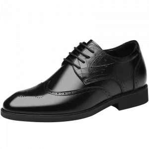 Мужские туфли черные KJ-522 со скрытой платформой 8 см, цвет KJ-522 Black Hidden Wedge 8CM