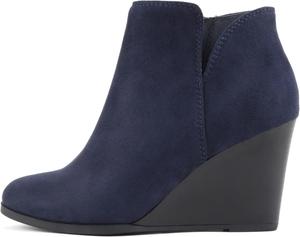 Soda Ability - ботильоны средней высоты с разрезом на голенище и молнией, танкетка с наклонным каблуком, Navy Imsu