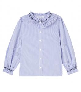 Хлопковая рубашка с вышивкой в бенгальскую полоску Tartine et Chocolat, Chambray