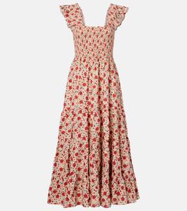 Кендалл миди-платье из хлопкового вуаля с цветочным принтом Rixo, Eva Floral Cream