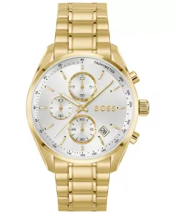 Мужские кварцевые модные часы Grand Prix 40 с хронографом, тонкими золотыми стальными часами и ионным покрытием, 40 мм Hugo Boss, gold-tone