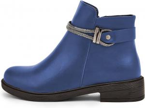Женские ботильоны FSJ с округлым носком, на низком массивном каблуке, со стойкой, со стразами, цепочкой и боковой молнией, повседневные прогулочные ботинки, размеры 4-15 US, Navy Blue