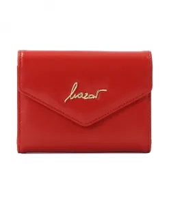 Небольшой красный кошелек с золотым логотипом. Kazar, красный